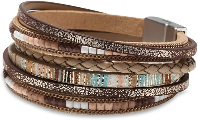 Fesciory Leather Wrap Bracelets for Women