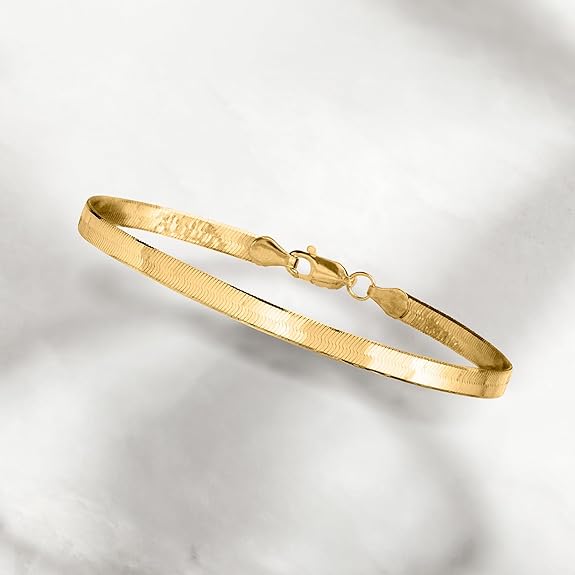 4mm 10kt Yellow Gold Herringbone Bracelet