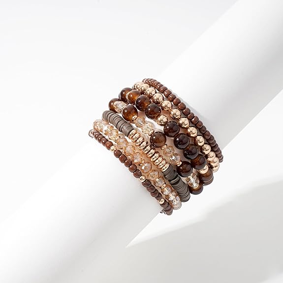 GOOJIDS Surfer Heishi Clay Bead Bracelets for Women