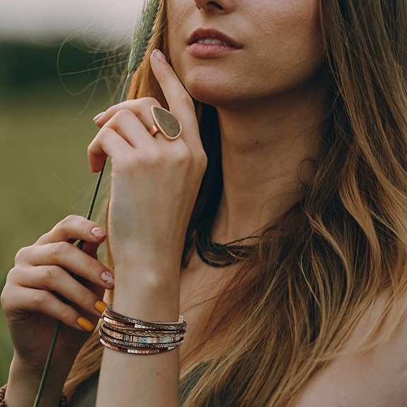 Fesciory Leather Wrap Bracelets for Women