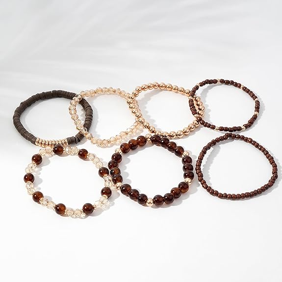 GOOJIDS Surfer Heishi Clay Bead Bracelets for Women