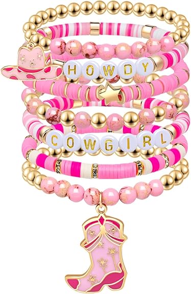 Artlunar Western Cowgirl Beaded Stretch Bracelets