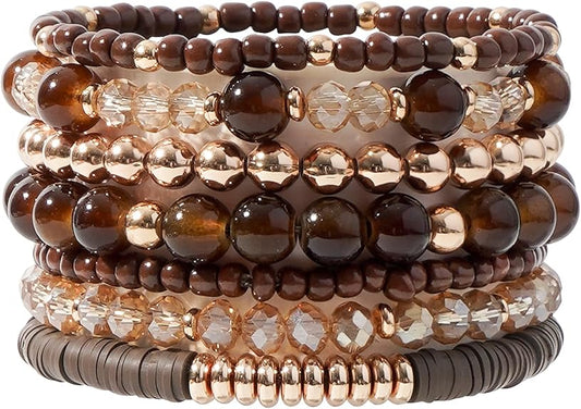 GOOJIDS Surfer Heishi Clay Bead Bracelets for Women