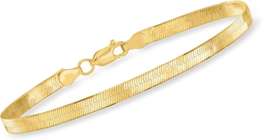 4mm 10kt Yellow Gold Herringbone Bracelet