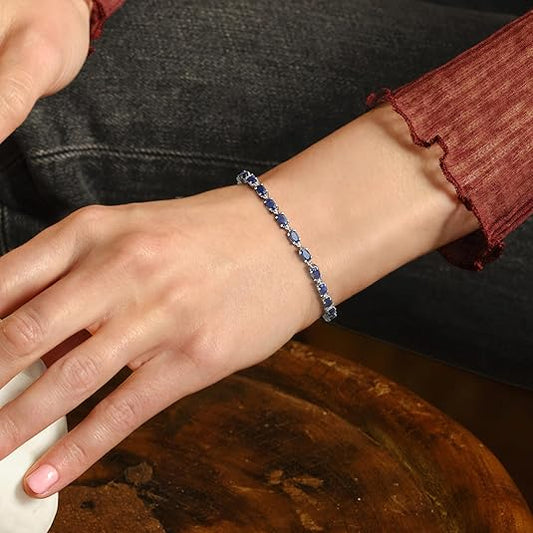 8.40 ct. t.w. Sapphire Bracelet With Diamonds in Sterling Silver