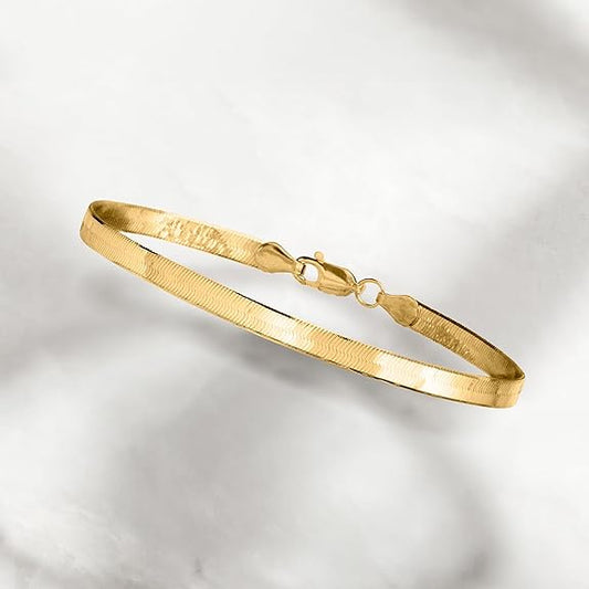 4mm 10kt Yellow Gold Herringbone Bracelet