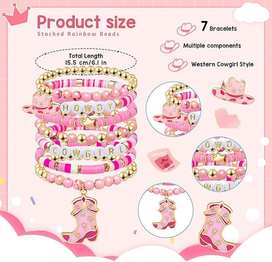 Artlunar Western Cowgirl Beaded Stretch Bracelets