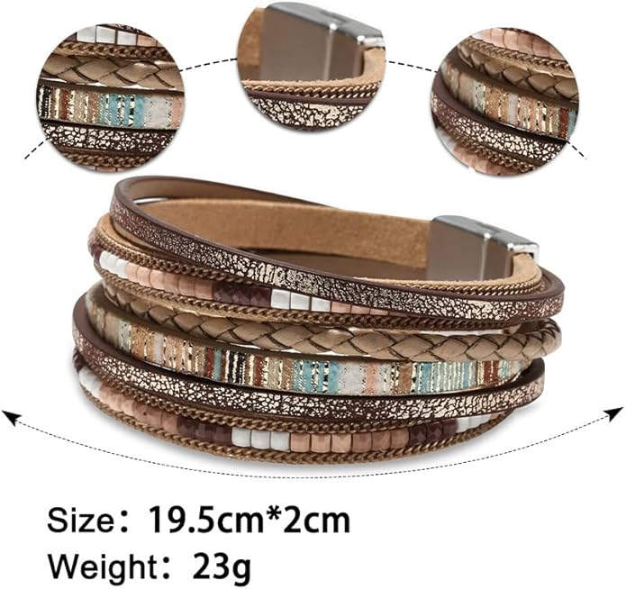Fesciory Leather Wrap Bracelets for Women